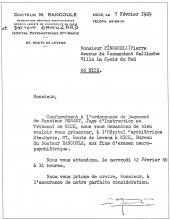 Convocation officielle des psychiatres in plaquette <em>Mourir à Pékin</em>, Pierre Pinoncelli, 1974