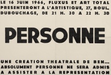 Affiche annonçant la performance "Personne", 1966 | © DR | courtesy Ben