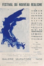 Affiche signée du "Festival du Nouveau Réalisme" à la Galerie Muratore et à l'Abbaye de Roseland reproduisant une œuvre de Yves Klein, 1961 | © Archives Yves Klein | courtesy Archives Yves Klein