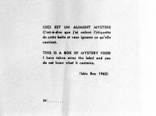 Imprimé dactylographié expliquant le principe de l'aliment mystère avec traduction en anglais, 1962 | © Ben - ADAGP, Paris 2012 | courtesy Ben